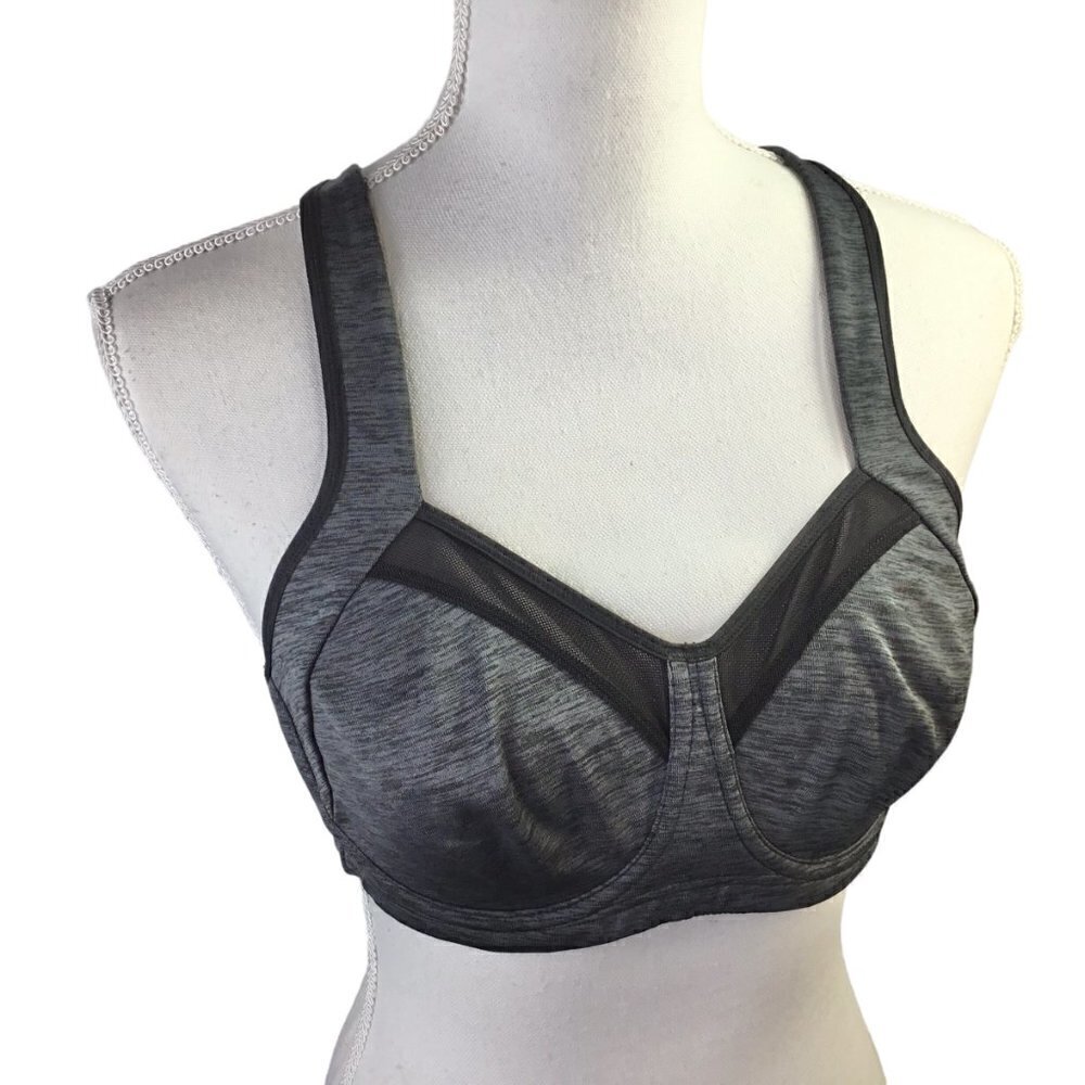 Syrokan Sports Bra A217 High Impact Racerback Gray Black Size Size 36B Underwire